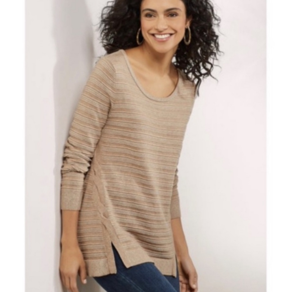 Soft Surroundings With A Twist Sweater In Taupe Heather